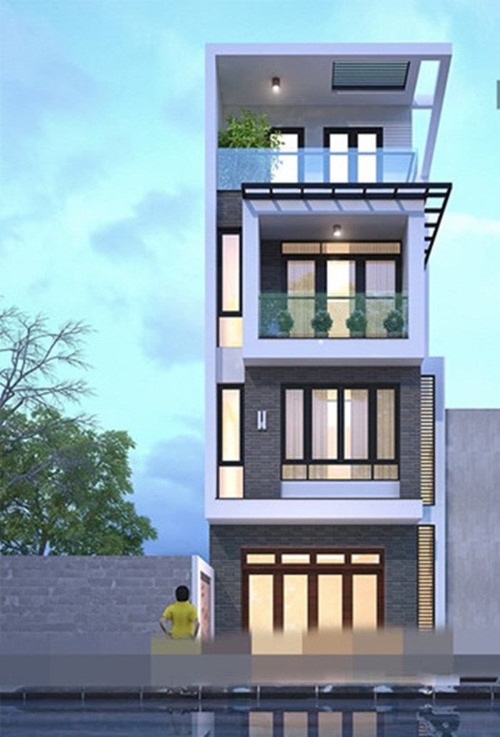 Nhà phố 4 tầng mái bằng