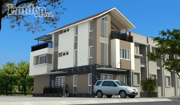 Phối cảnh mặt tiền ngôi nhà.