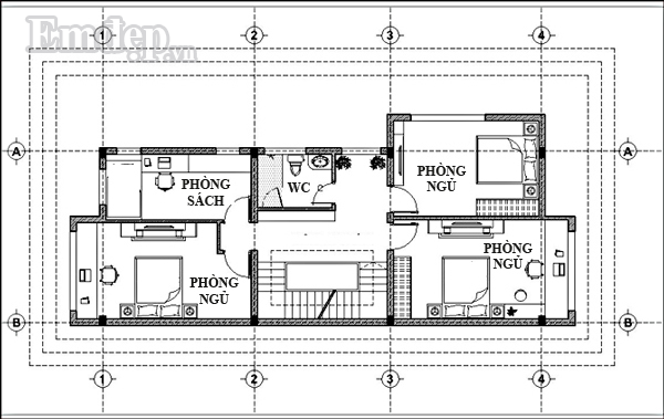 Mặt bằng tầng 2.