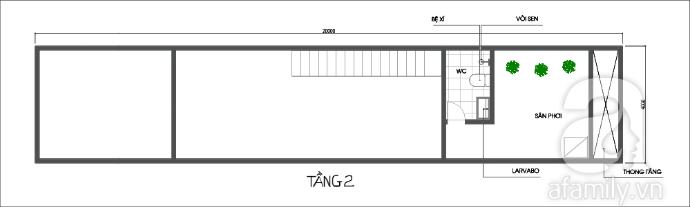 Mặt bằng thiết kế tầng 2