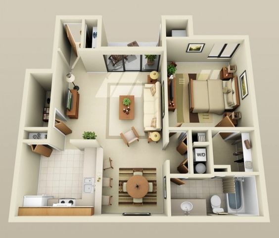 hướng dẫn bố trí căn hộ 1 phòng ngủ