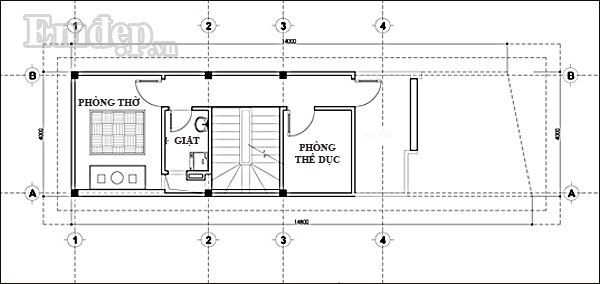 mặt bằng tầng 4 nhà 4 tầng