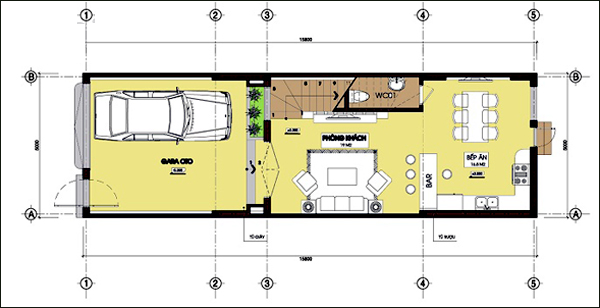 ngôi nhà 3 tầng trên diện tích 68m2