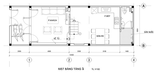 nhà ống 2 tầng trên diện tích 50m2