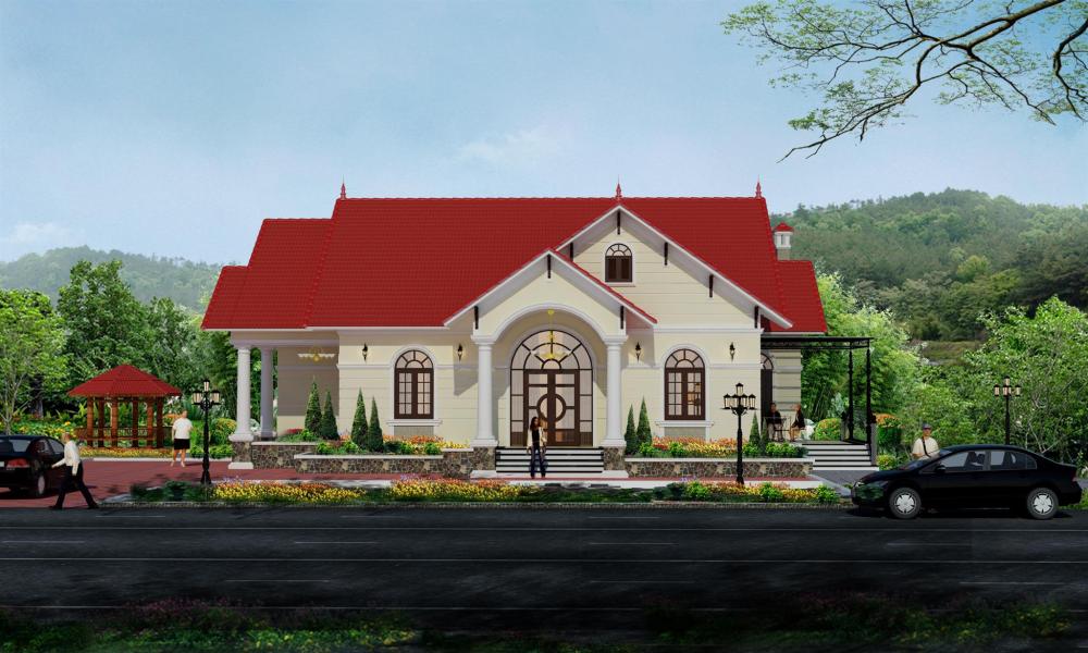 biệt thự nhà vườn mái Thái 1 tầng