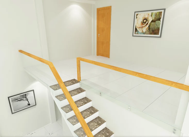 cầu thang nhà phố có gác lửng