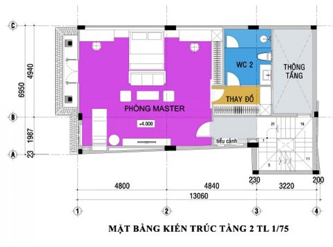 Tầng 2 có phòng ngủ master, phòng thay đồ, nhà vệ sinh riêng