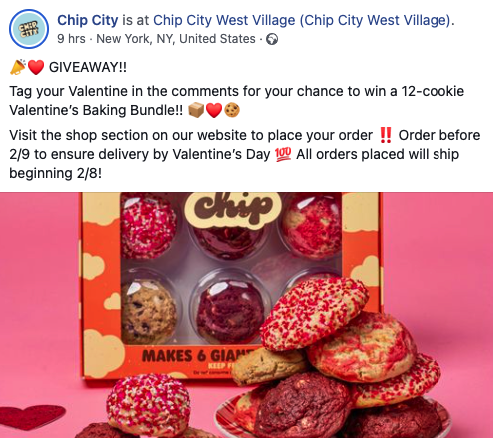 Example of Valentine's giveaway from Chip City store