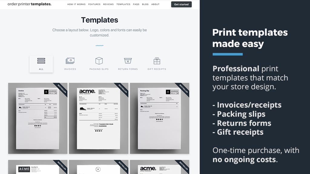 Order Printer Templates brings beautiful invoices, packing slips and return forms