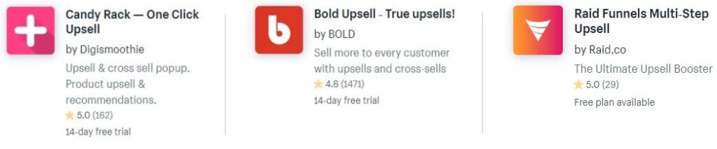 Top 3 recommended apps for pre-purchase upselling