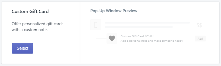 Custom gift card offer in Candy Rack