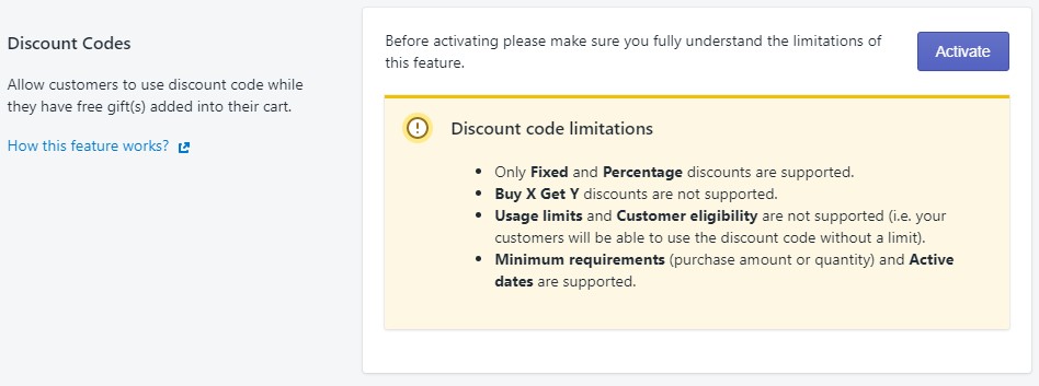 Enabling discounts from the Gift Box app settings