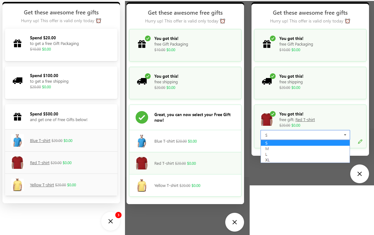 Selecting Free Gift in Gift Box