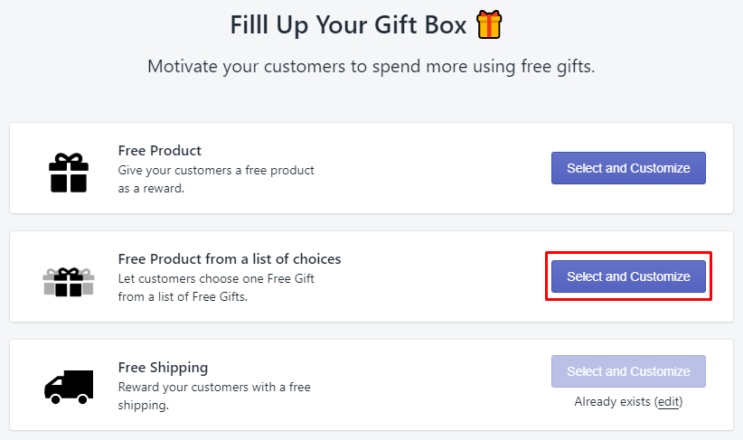 Gift Box Offer Types