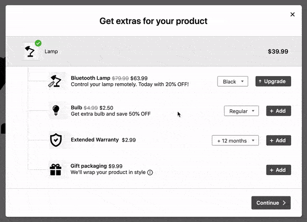 True upsell (upgrade) demonstration in Candy Rack app