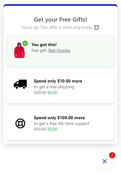 Motivating customers to spend more using free gifts