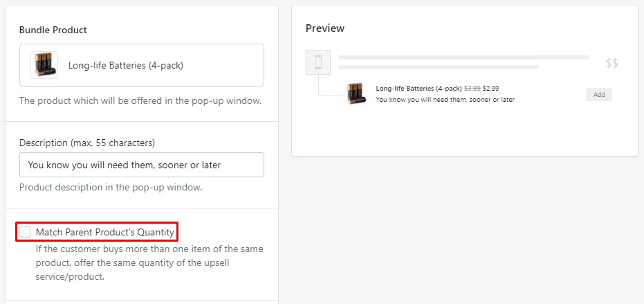 Enabling this feature in offer settings