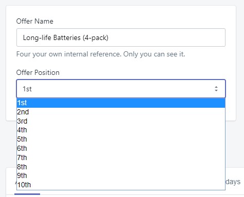 Sorting upsells on the pop-up