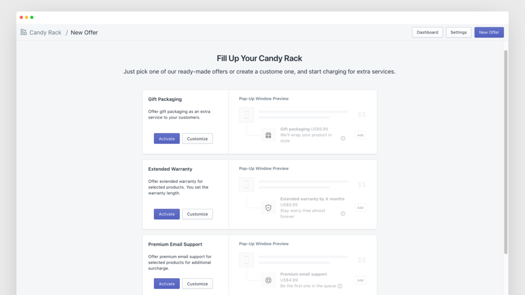 Candy Rack Upsells Overview
