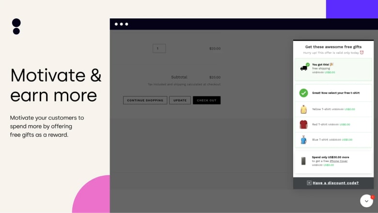 Gift Box app allows you to manage free gifts and reward your customers