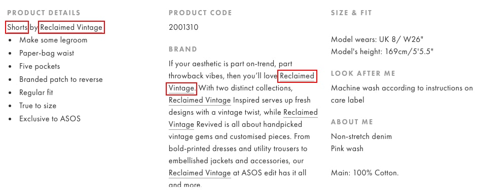Great example of internal linking strategy by Asos
