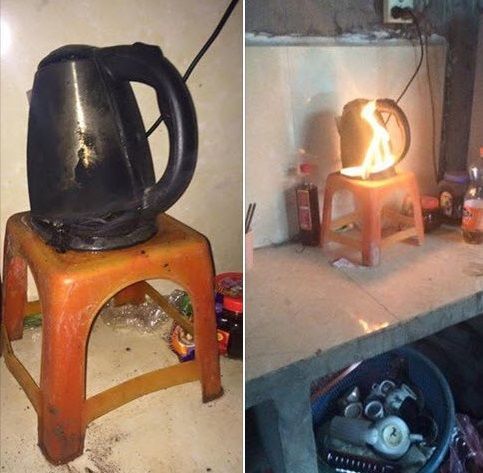 Cần chú ý khi đun nước sôi, không bỏ làm việc khác bởi nguy cơ cháy nổ khá cao. Ảnh: Eva.