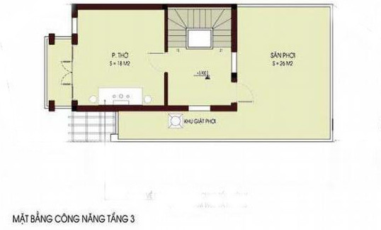 hình ảnh mặt bằng bố trí nội thất tầng 3 nhà ống