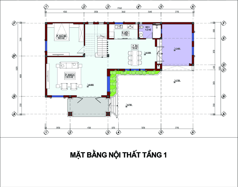 hình ảnh bản vẽ thiết kế mặt bằng tầng 1 biệt thự