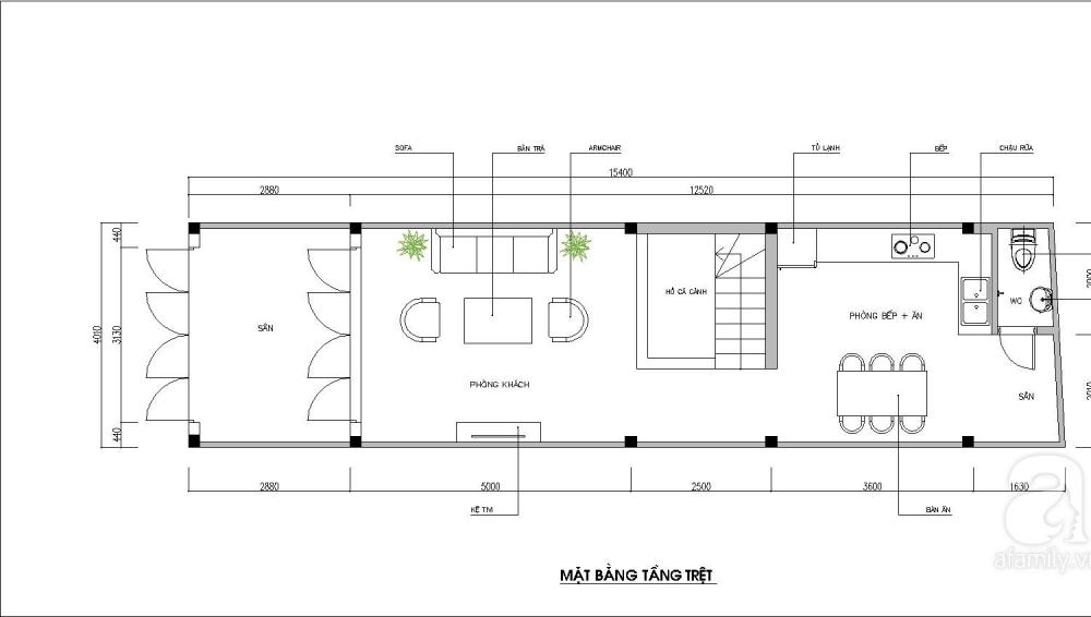 thiết kế nhà ống 2 tầng đẹp