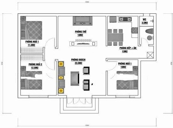 Bản vẽ mặt bằng thiết kế nhà cấp 4 mái Thái