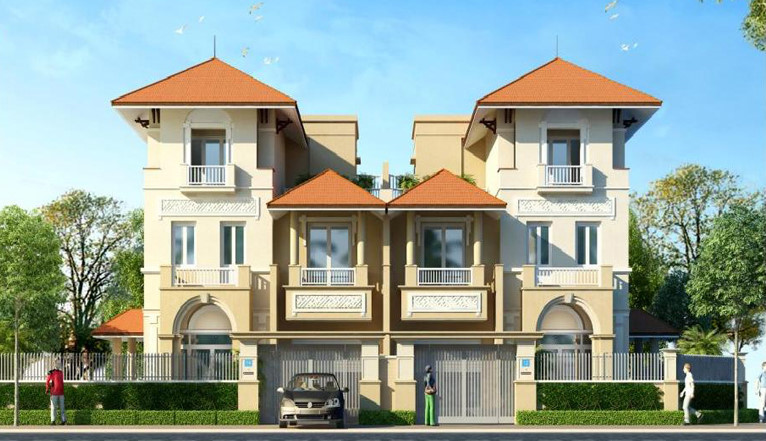 Mẫu biệt thự song lập 3 tầng tọa lạc trên khuôn viên rộng thoáng