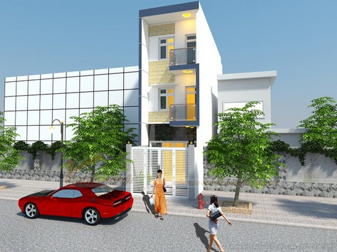 nhà phố một trệt,một lửng, một lầu