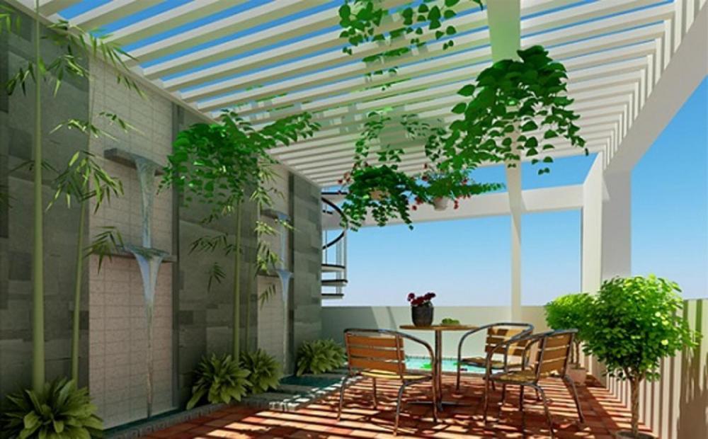 Thiết kế vườn hoa trên sân thượng phong cách vườn treo