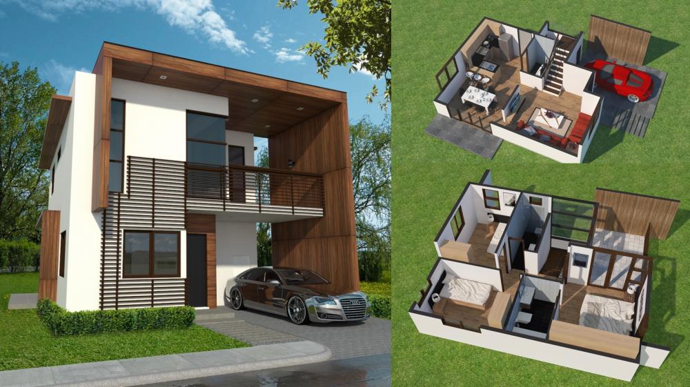 biệt thự mini 2 tầng đẹp