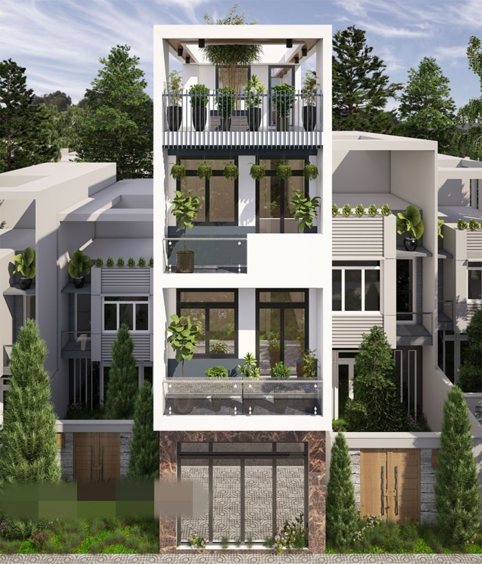 mẫu nhà phố 4 tầng