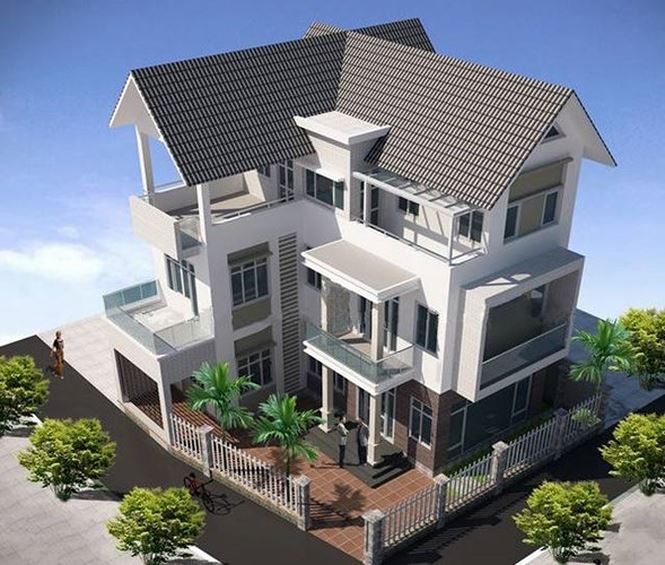 biệt thự 3 tầng mái thái