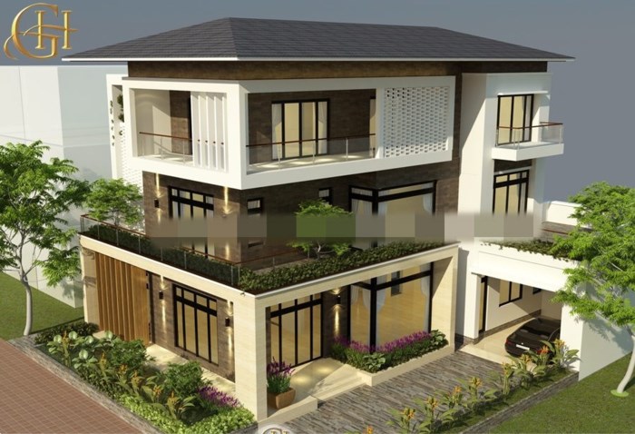 Mẫu biệt thự 3 tầng mái Thái
