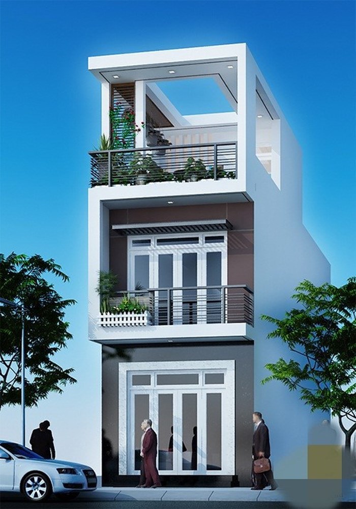 mẫu nhà ống 3 tầng mái bằng