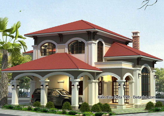 thiết kế biệt thự 2 tầng