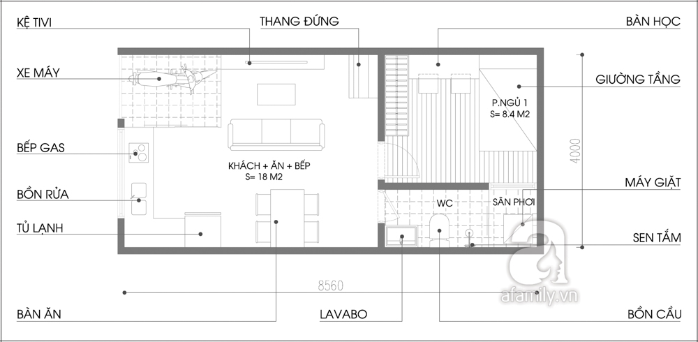 Bản thiết kế cải tạo mặt bằng tầng 1.