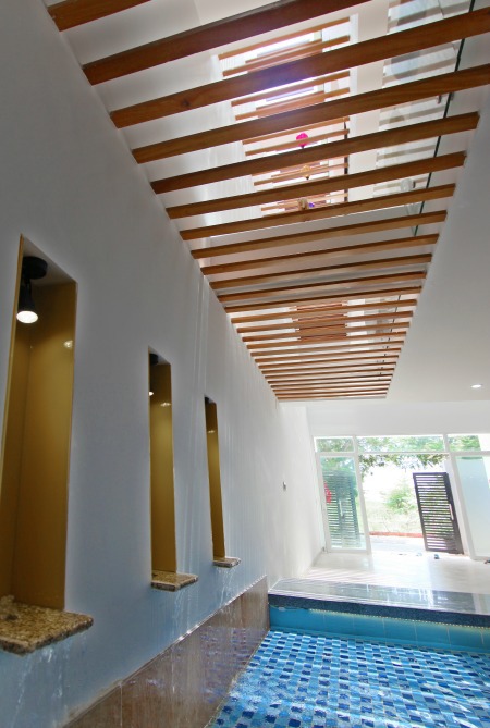 Hồ nước trong xanh được thiết kế giữa nhà
