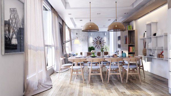 Phòng ăn ấm cúng và chan hòa ánh nắng tự nhiên nhờ hệ cửa kính lớn.