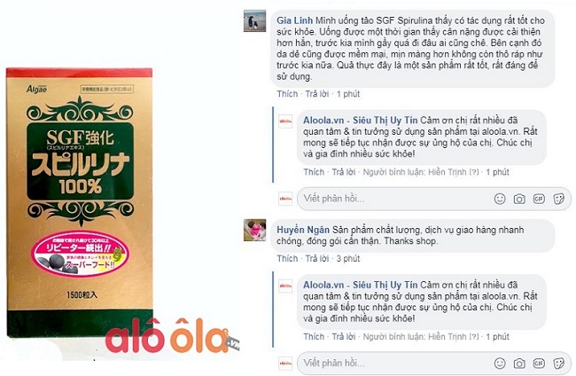 Tảo spirulina sgf 1500 viên review trên aloola.vn