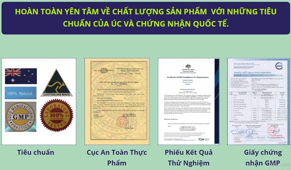 lung cleanser đã nhận được chứng nhận đạt chuẩn của úc và chứng nhận quốc tế