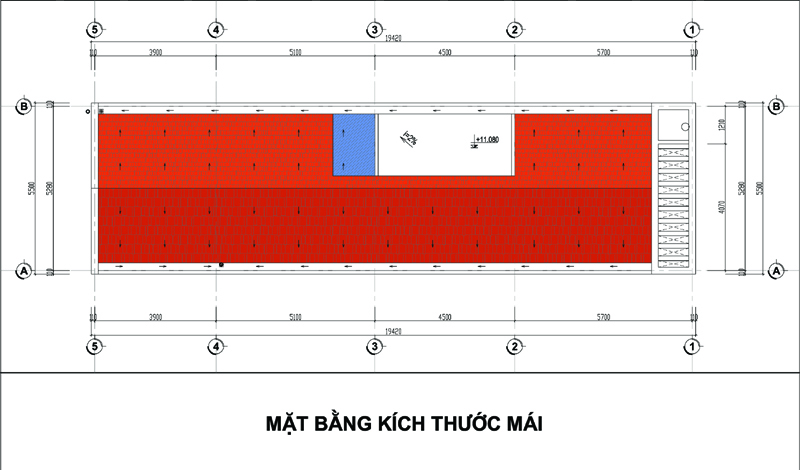 Mặt bằng mái nhà ống 3 tầng