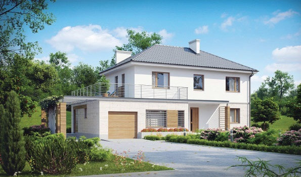 Hình ảnh phối cảnh mẫu biệt thự vườn đẹp với tông màu trắng chủ đạo