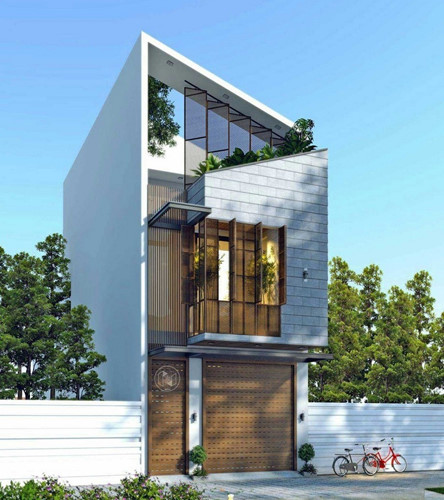 mẫu nhà phố mái lệch đẹp