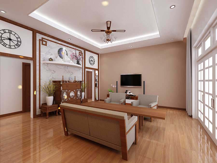 Phòng khách tích hợp không gian thờ cúng