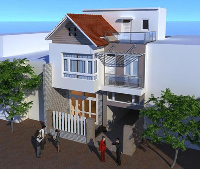 nhà phố 2 tầng mái Thái hiện đại