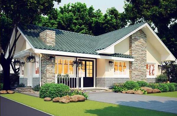 nhà cấp 4 hình chữ L